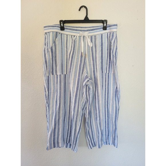 Land 'n Sea Striped Crop Pants - Drawstring Waist Pockets - 2X #3 - Picture 1 of 5